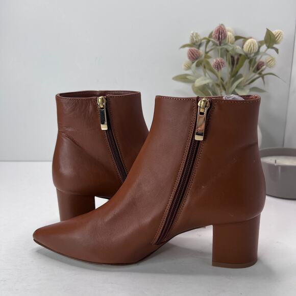 L'agence Jeanne II Leather Pointed Toe Bootie Luggage Brown Women's 7.5/EU 37.5 - Picture 7 of 11